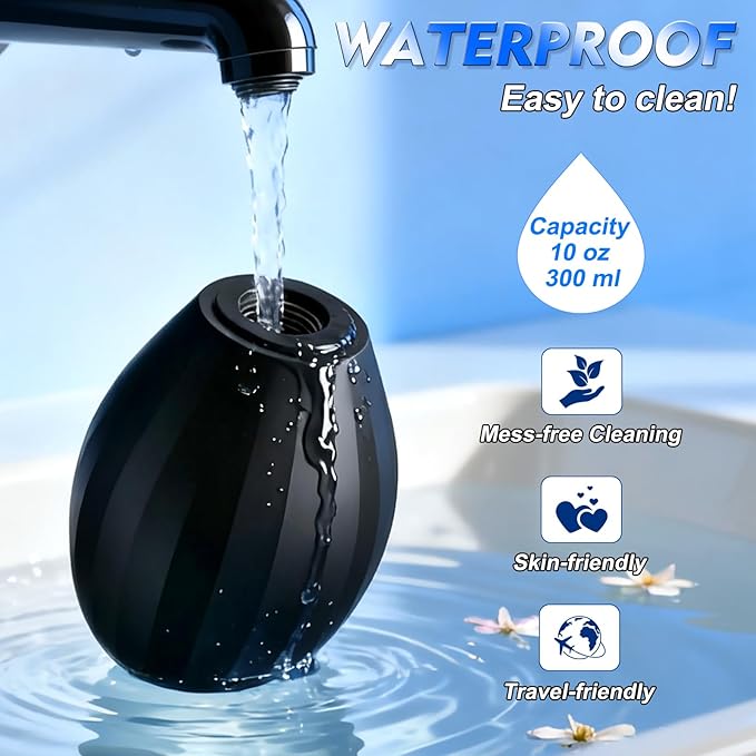 Enemas Anal Douches for Men Women - Anti Backflow Shapeable Silicone Enema Bulb, Feminine Care Cleaner Flusher Shower Enema Douche Kit for Women Men Colon Cleanse with Lube, Shower Tube Connectable