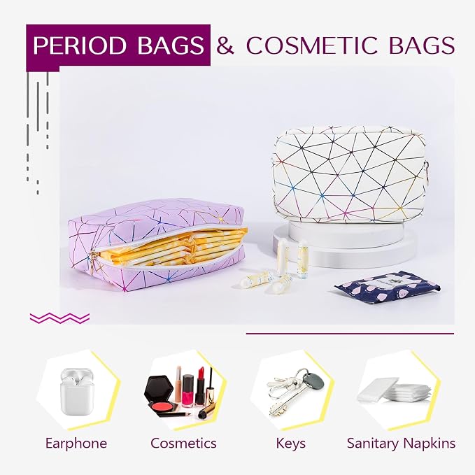 Likesing Period Bag for Tampon, Leather Sanitary Napkin Storage Bag for Girls Womens, Portable Sanitary Napkin Period Pad Pouch for Purse, Small Make Up Bags(Colorful Yellow)