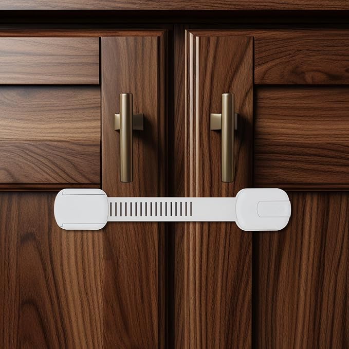 Child Proof Cabinet Locks - Cabinet Locks Baby Proofing with 3M Adhesives for Refrigerator, Oven, Cupboards, Toilet Seat - Adjustable,Easy Installation,No Drilling (4 Pack) | Strong adjustable adhesive straps for cabinet, drawer, fridge, toilet & oven....