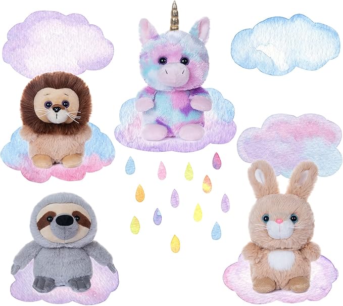 My OLi 5" Plush Toys Set Stuffed Animals Bundle of Fairy Tale Animal Toys Unicorn,Lion,Rabbit and Sloth Stuffed Animals Pack of 4 for Babies Kids Girls Boys