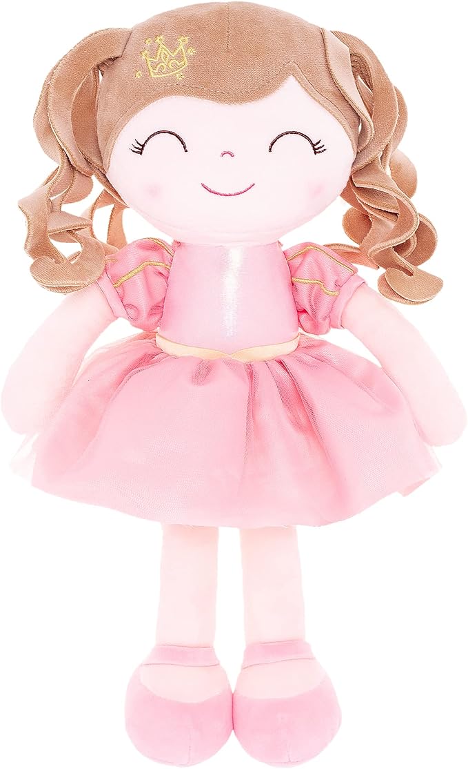 Gloveleya Dolls Baby Girl Gifts Soft Plush Doll Pink Crown Princess 14"