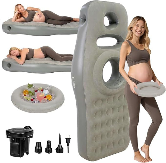 Inflatable Pregnancy Pillow with Belly & Head Hole, Prone Pregnancy Pillow for Stomach Sleepers, Belly Pillow Pregnancy Mattress for Pregnant Women, Maternity airbed Pool Float for Tummy Massage