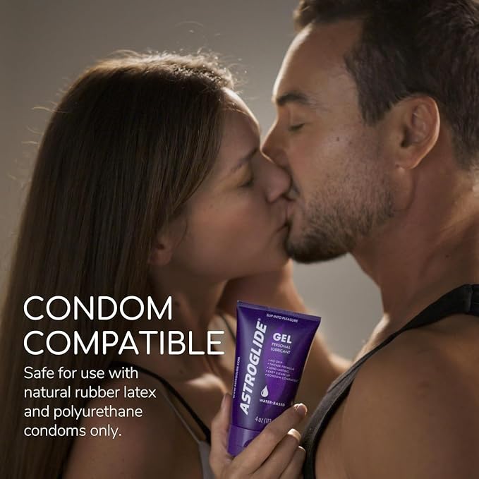 Astroglide Gel, Water-Based Lubricant Sex Gel for Couples, Men and Women (4 oz.) | Stay-Put Personal Lubricant | Long-Lasting Sex Lube | Condom Compatible | Made in The USA (Pack of 4)