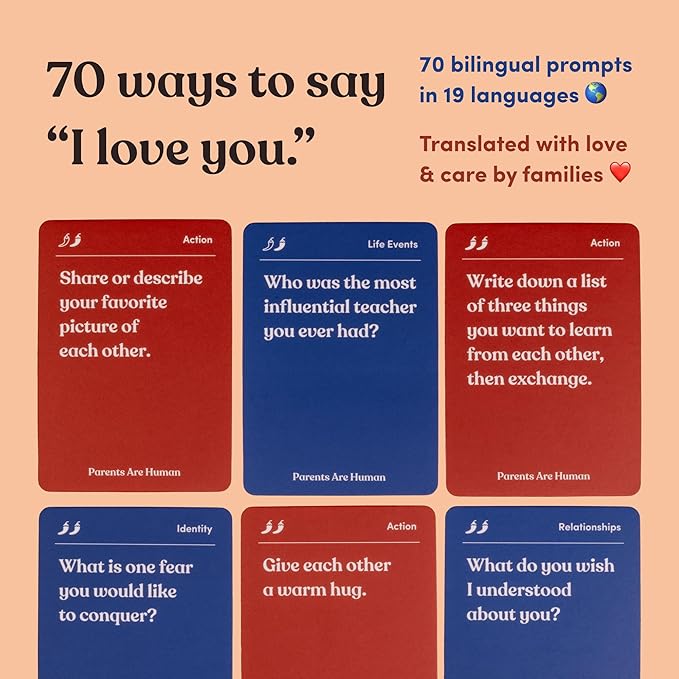 Parents Are Human, Get to Know Each Other Better, Parents, Families, Teens & Kids Relationship Building, Light & Deep Questions, 70 Questions & Activity Cards, English + Simplified Chinese