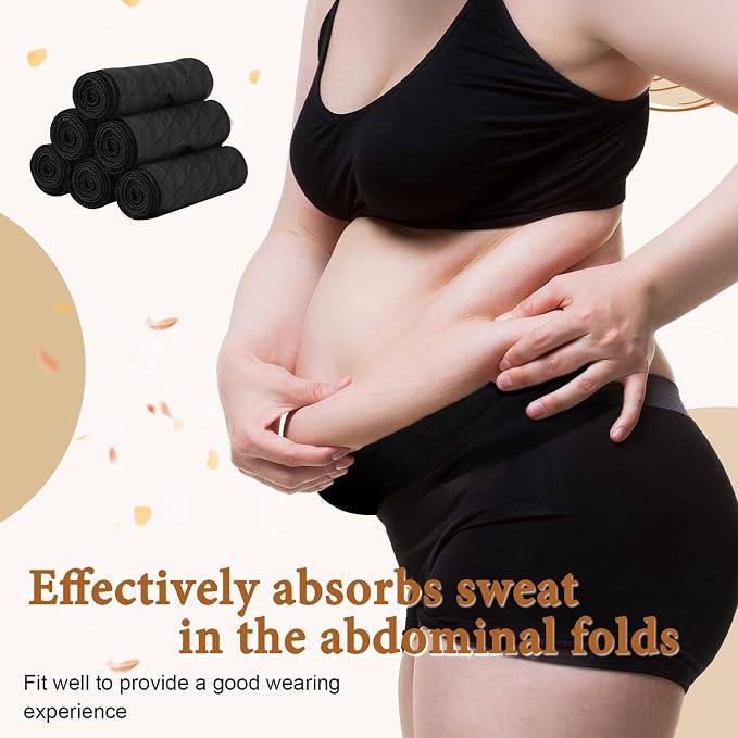 6 Pcs Cotton Tummy Liners for Skin Folds, Under Belly Sweat Liners for Sweat Rash, Cloth for Sweat Absorbing