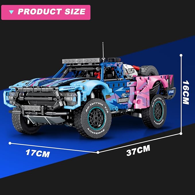 Baja 1000 Trophy Truck Building Blocks Kit,1:12 Scale MOC Race Car Building Toys,Collectible Car Model,for 14+ Year Boys,Adult(1341 Pieces)