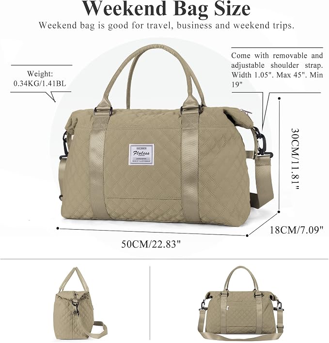 Travel Duffel Bag, Carry On Overnight Weekender Bags for Women | Travel Bag with Wet Pocket & Trolley Sleeve, For Spirit Airlines 18x14x8 Personal Item Bag