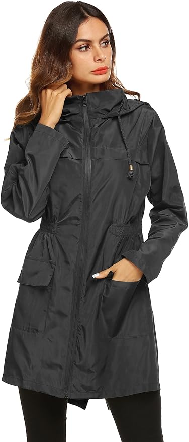 Lomon Women Waterproof Lightweight Rain Jacket Active Outdoor Hooded Raincoat