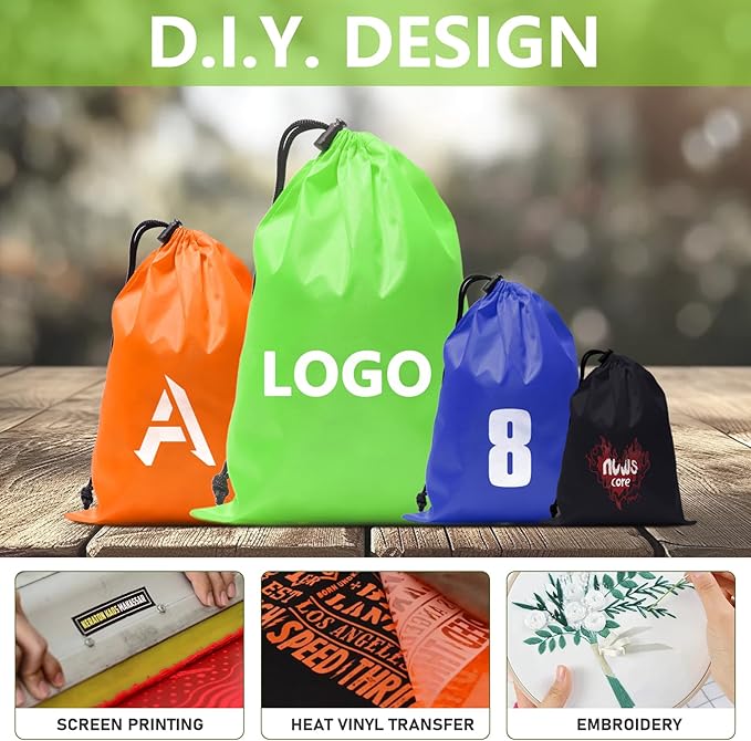 iMucci Upgrade Drawstring Bag Sack Nylon Bag Ditty Bag for Gym Traveling, Hiking, Yoga, Shopping