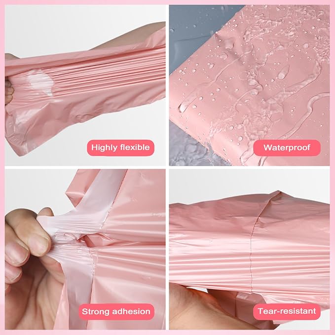 200 PCS Sanitary Napkin Disposal Bags, Self-sealing, Odor-proof, Rectangular, Plastic, 12“ x 6.7” Bags for Feminine Hygiene, Personal Waste, or Pet Waste (Pink)