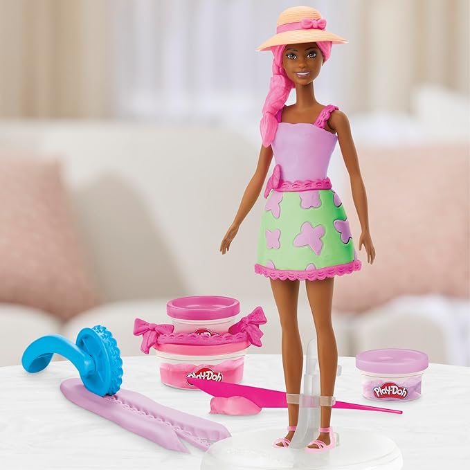 Play-Doh Barbie Garden Party Designer Doll, Make Doll Clothes with Modeling Compound & 10 Fashion Accessories, Arts & Crafts for Girls & Boys 5+ (Amazon Exclusive)