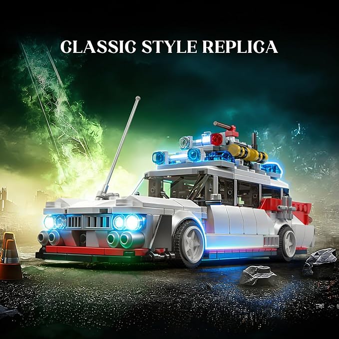 Mould King 10021 Ghost Car ECTO-1 Building Blocks Kit for Adults, Creative Christmas Birthday Gift for Ghost Bus Movie Fans, Highly Detailed Replica Model for Collectors