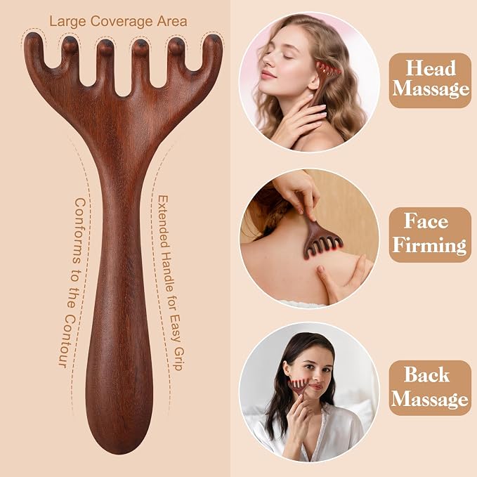 ProSuites 3 Pack Wooden Scalp Massager Tool Loc Combs,Long Handle Head Massage Scalp Loc Brush for Dreads,Multifunctional Hair Massager Tool for Men & Women