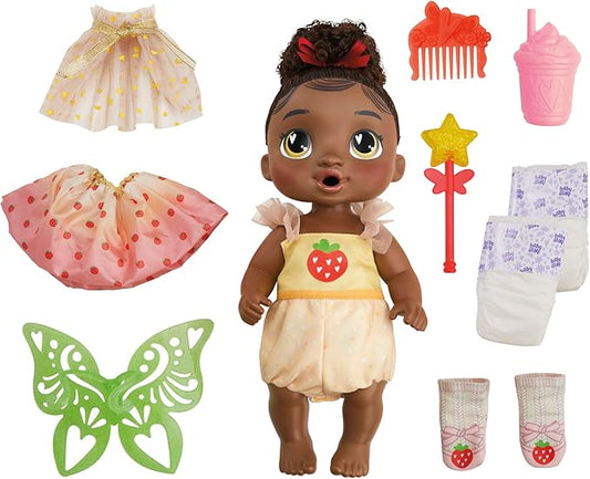 Baby Alive Fairy Fashions Berry Boo Doll with Clothes Accessories, Black Hair, 11 Inches, Toys for 3 Year Old Girls and Boys & Up (Amazon Exclusive)