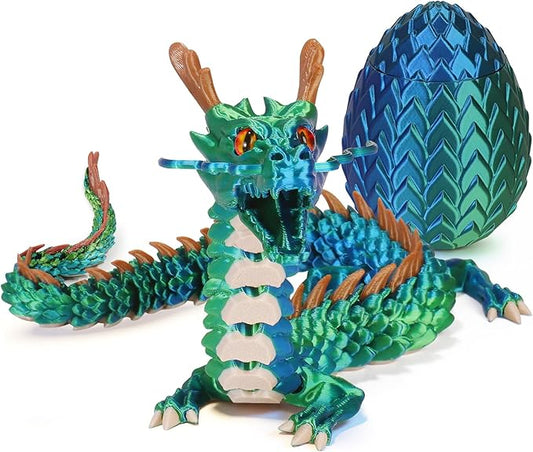 17.8-inch 3D Printed Dragon Eggs, Glow in The Dark Fidget Toys for Kids & Adults, for Home Office Desk Decor (Dragon God)