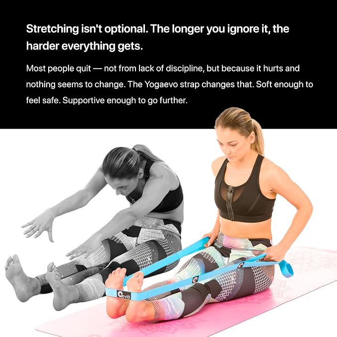 YogaEVO Stretching Strap with Loops for Physical Therapy — Yoga Strap & Resistance Band in One — Flexibility & Back Recovery — HD Video Routines Included
