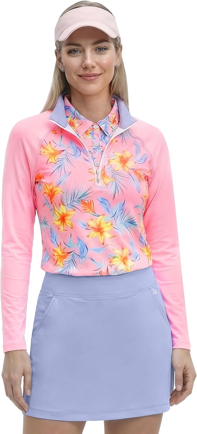 Izod Women's 1/4 Zip Pullover Performance Stretch Long Sleeve Golf Running