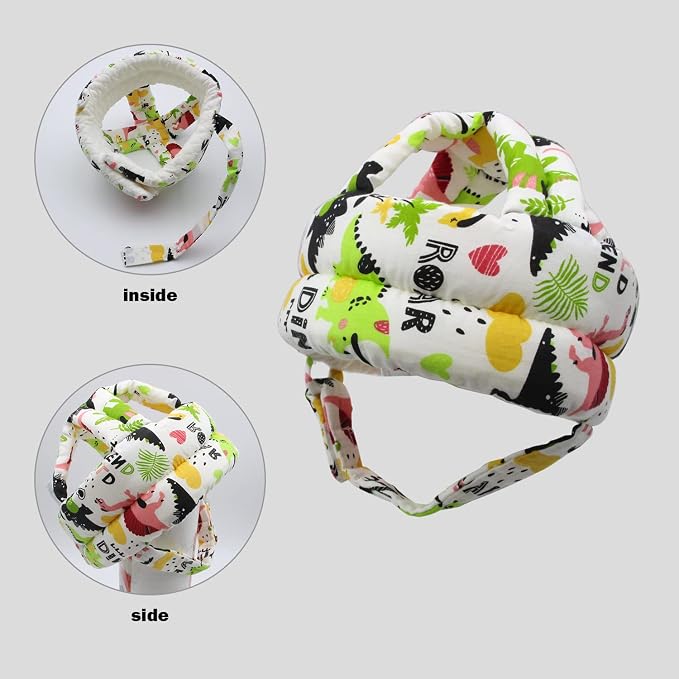 Baby Head Protector Baby Helmet for Crawling Walking, No Bumps Safety Head Adjustable Protective Cap for Walking, Playing (Dinosaur C)
