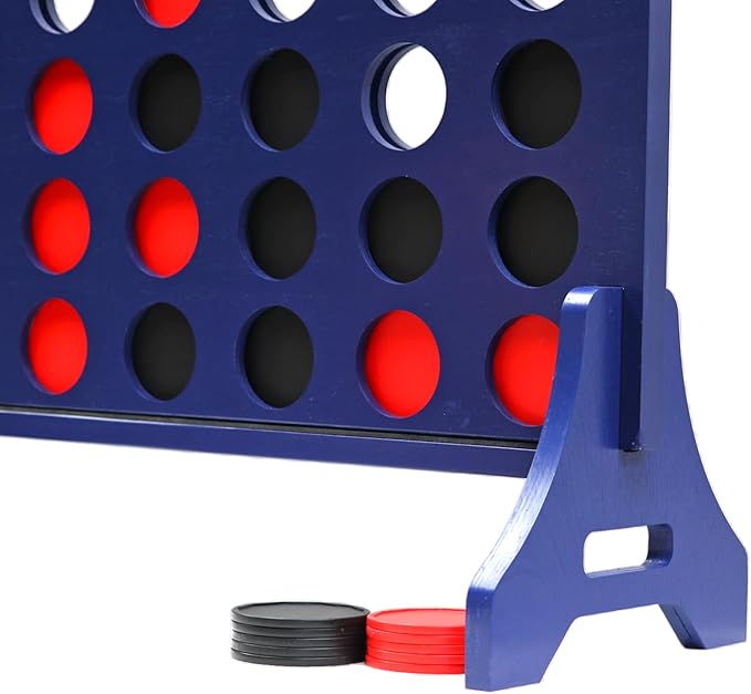 Tailgating Pros Premium Navy Giant Four in a Row with Carrying Case - Jumbo Oversized Outdoor Yard Game - Connect Multiple Pucks in a Row to Win - Many Puck Colors Available!