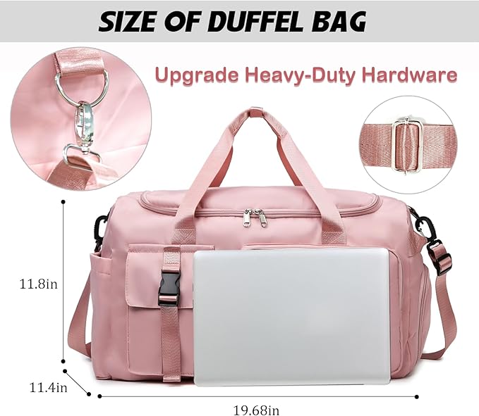 Eslcorri Gym Duffle Bag for Women Men, Sports Backpack with Wet & Shoe Compartment, Fitness Overnight Weekender Bag for Yoga, Swim, Travel (Style B, Light Purple)
