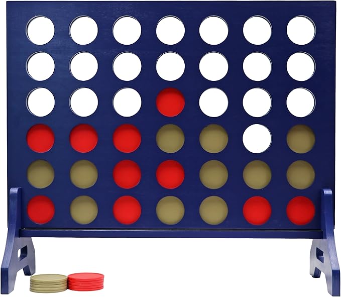 Tailgating Pros Premium Navy Giant Four in a Row with Carrying Case - Jumbo Oversized Outdoor Yard Game - Connect Multiple Pucks in a Row to Win - Many Puck Colors Available!