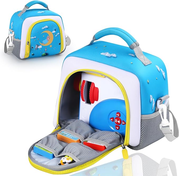 Carrying case Bag Compatible with Little Tikes Story Dream Machine Books Starter Set，Storage for Storybook, Audio Play, Character Travel Bag (Light Blue)