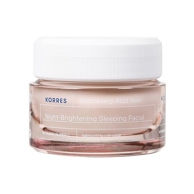 KORRES Wild Rose Skin Brightening Night Cream, Hydrating Face Moisturizer with Vitamin C, Hyaluronic Acid and Turmeric Extract, Overnight Facial Cream for Women with Tired, Depleted Skin, 40 ml