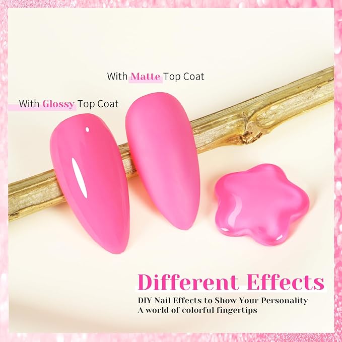 Hot Pink Gel Nail Polish, 0.51 Fl Oz Soak Off UV LED Lamp Neon Fuchsia Pink Gel Polish for Nail Art Starter or Manicure Salon