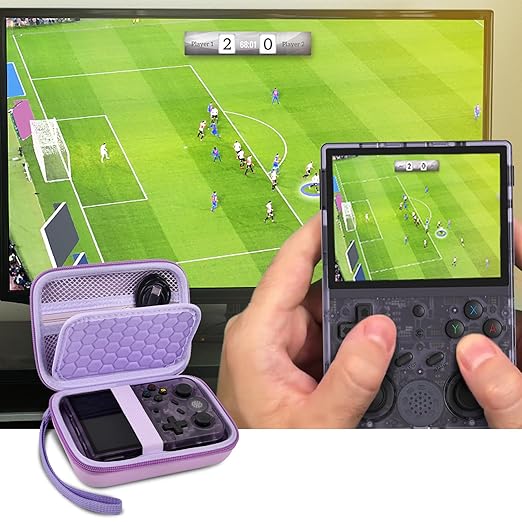 PAIYULE Travel Case Compatible with RG353V/ RG353VS/ R36S Retro Handheld Game Console, Handheld Emulator Storage Holder Organizer, Android Game Console Carrying Bag (Box Only) (Purple)