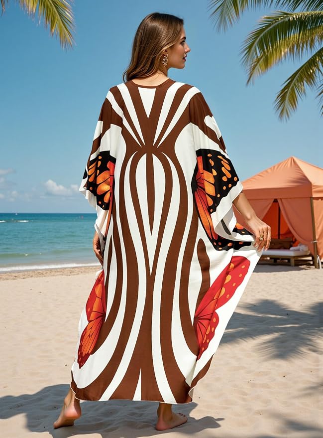 Mumu Dresses for Women Plus Size, Bohemian Kaftan Beach Cover Up Long Maxi Nightgown Soft Loungewear