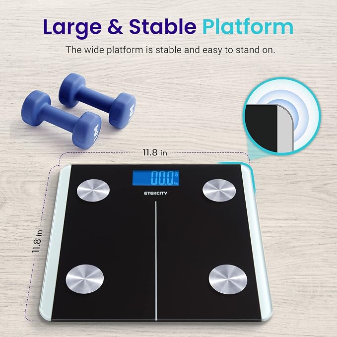 Etekcity Rechargeable Smart Scale for Body Weight, Digital Bathroom Scale with BMI, Body Fat, Muscle Mass, Accurate Weighing Machine for People Sync with Smartphone App, 400lb (Pack of 5)
