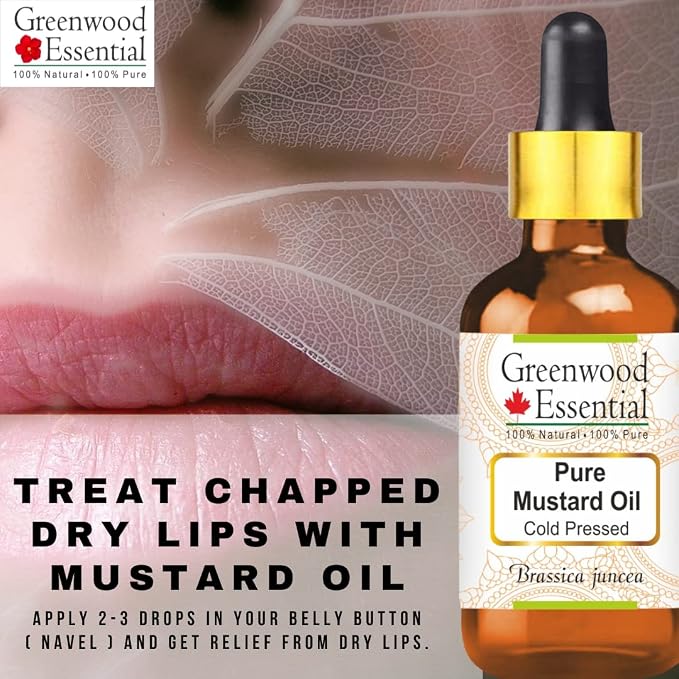 Greenwood Essential Mustard Oil (Brassica juncea) | Cold Pressed | Natural | Undiluted | for Diluting Essential Oils | for Skin & Massage | Men & Women | 200ml (6.76 oz)