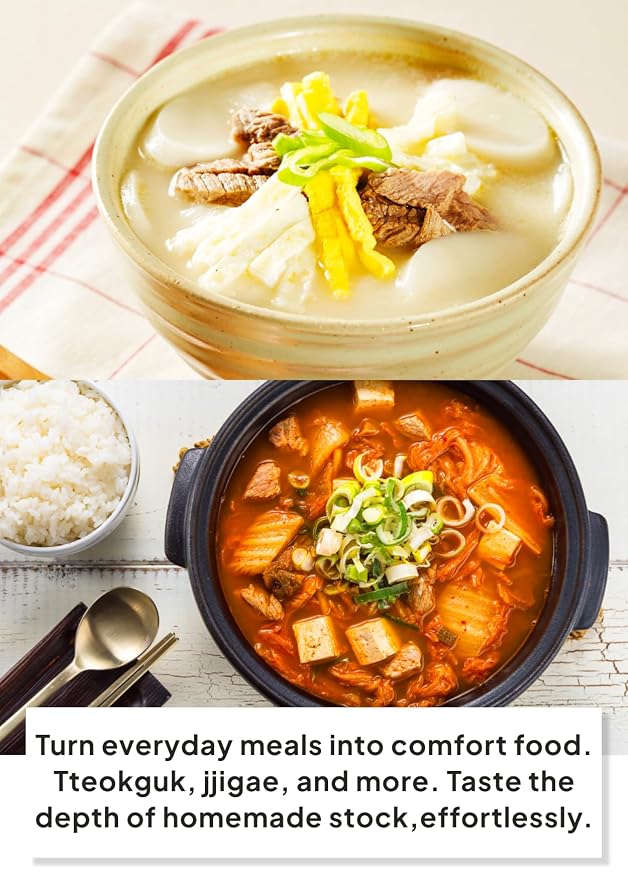 Korean Food All-Purpose Mushroom Seafood Broth Stock Bags 10 Packs 50g | All-purpose mushroom and seafood broth stock bags with rich umami flavor for soups, stews, and noodles. Includes 10 packets.