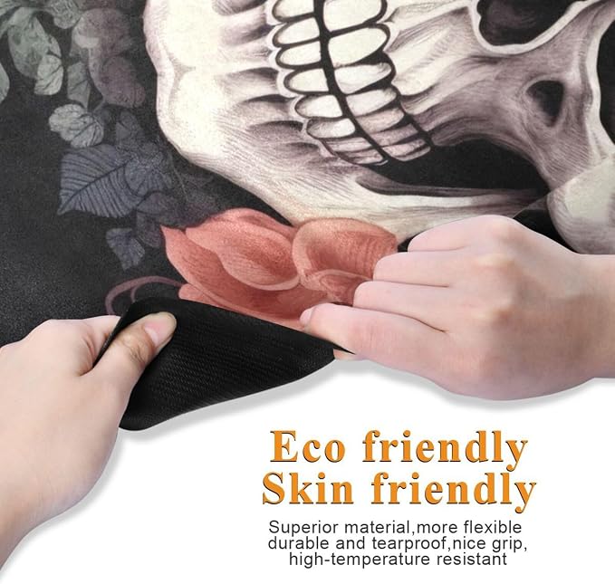 Skull Yoga Mat for Women Men 71" x 26" Non Slip Exercise & Fitness Mat 1mm Thick Workout Mat for Yoga, Pilates, Come with Storage Bag
