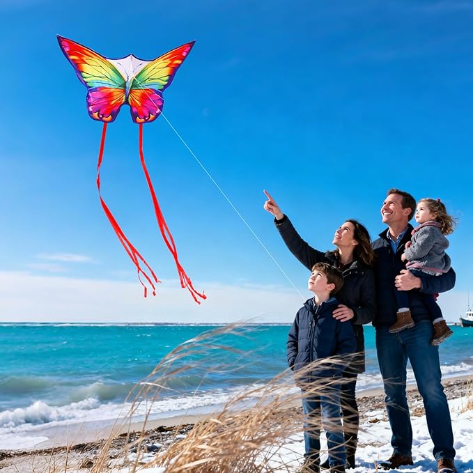 Butterfly Kites for Kids & Adults, Easy to Fly Design with Long Tail for Stability, for Kids Ages 4-8 & Beginners, Beach & Park Use | Family Outdoor Fun
