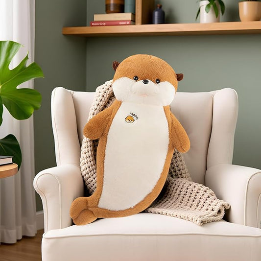 Otter Stuffed Animal 27.5" Cute Seal Plush Pillow Big Stuffed Sea Otter Plush Toy Otter Animal Plushies Decor Birthday Gift for Kids Children Girls Boys Yellow