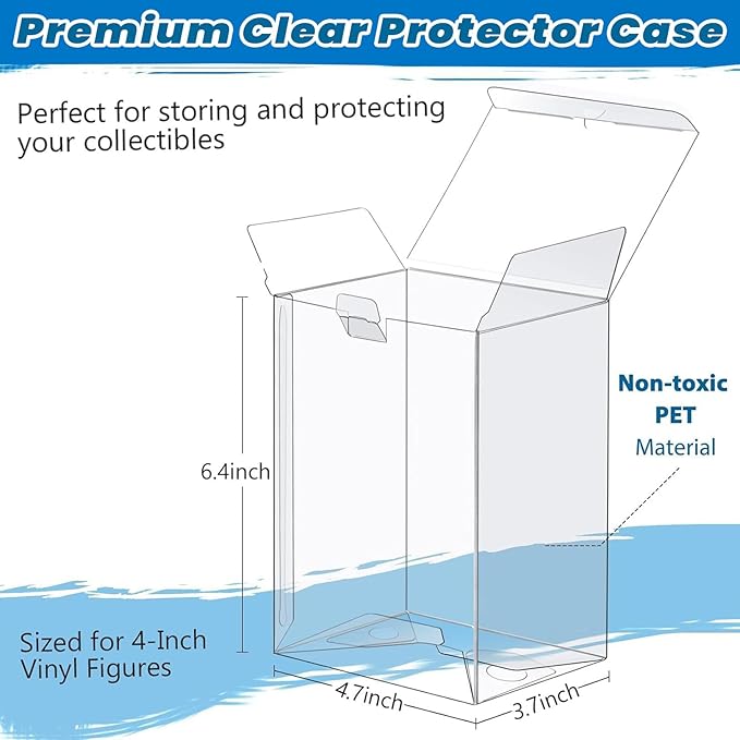 120 Pack Protectors Case Compatible with Funko- 4" Inch Collectible Vinyl Figures, Clear Protectors, Heavy Duty Display Box w/ Protective Film & Locking Tab, Set of 120