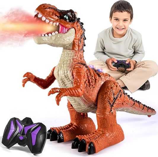 Remote Control Dinosaur Toys for Kids 3-5 5-7 8-12, RC Walking T-Rex Dinosaur Robot Toy with Water Mist Spray, Lights and Sounds, Rechargeable Battery, 3 4 5 6 7 8 Years Old Boy Girl Birthday Gift
