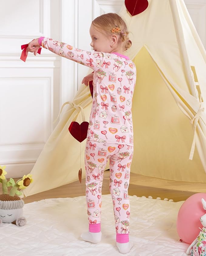 Bamboo Viscose Toddler Girls Kids Pajamas Unicorn Mermaid Pjs Long Sleeve Snug fit 12M-8Y 2pcs Soft Jammies