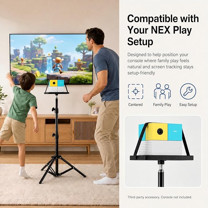 Interactive Projector for Kids Stand Compatible with Nex Playground, Heavy-Duty Metal Stand and Tray, Scratch-Resistant Matte Finish, Includes Silicone Controller Case