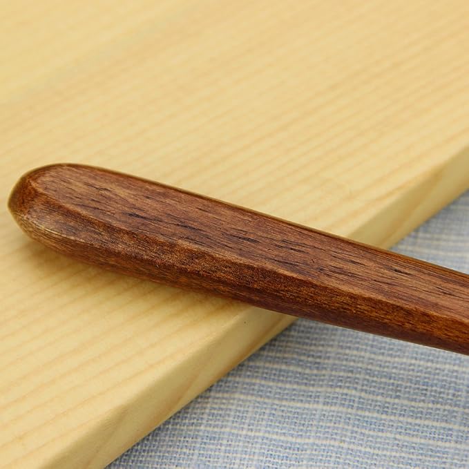 Long Spoons Wooden, 5 Pcs Korean Style 10.9 inches 100% Natural Wood | Long Handle Round Spoons for Soup Mixing Stirrer Kitchen Tools Utensils