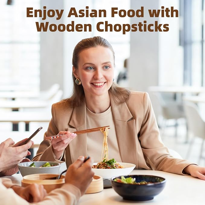 Antner Handmade Japanese Chopsticks Reusable Natural Wooden Chopstick with Box, 5 Pairs Gift Set