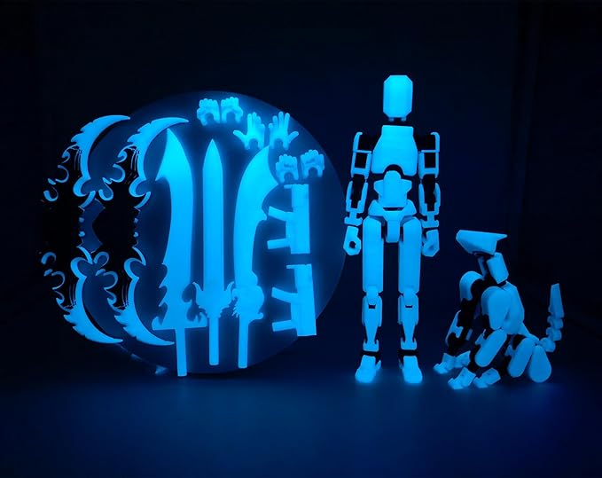 T13 8 inches Large Action Figure Glow in The Dark Blue (Assembly Completed) Dummy 13 Titan 13 Poseable Collectible Highly Detailed Sculpting & Accessories for Display and Play (Blue Yellow)