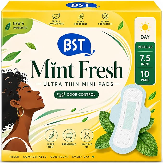 BST Mint Fresh Panty Liners for Women with Wings,Breathable Ultra Thin Daily Pantiliner, All-Day Odor Control & Freshness, Anti-Bunch Stays in Place(7.5 Inch 10 Count, Packaging May Vary)