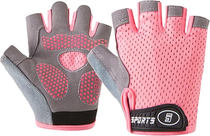 Kids Fingerless Cycling Gloves Non-Slip Bike Gloves for Youth Girls Boys 3-14T, Breathable Gloves for Skating Scooter