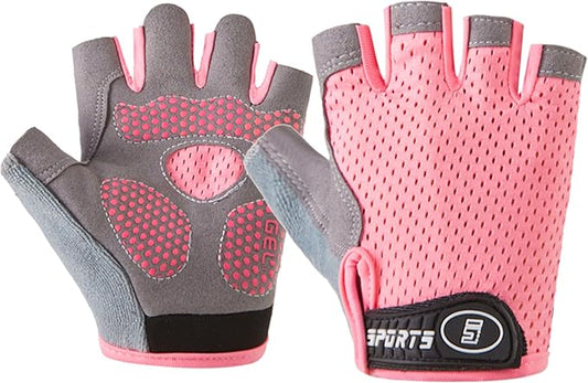 Kids Fingerless Cycling Gloves Non-Slip Bike Gloves for Youth Girls Boys 3-14T, Breathable Gloves for Skating Scooter