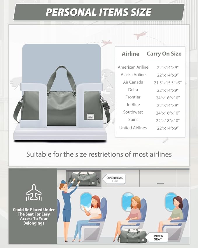 Travel Duffle Bag,Weekender Overnight Bags for Women with Shoes Compartment,Tote Gym Bag Personal Item Carry On Bag for Travel Business Trips Sport Hospital Dance Dark Green