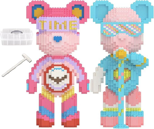 Bear Building Blocks with Organizer Bins (6000PCS), Fluorescent Bricks & Stroage Drawer, Gift for Adults & Kids, Ideal for Home & Office Decor, QR Code User Manual, 8890