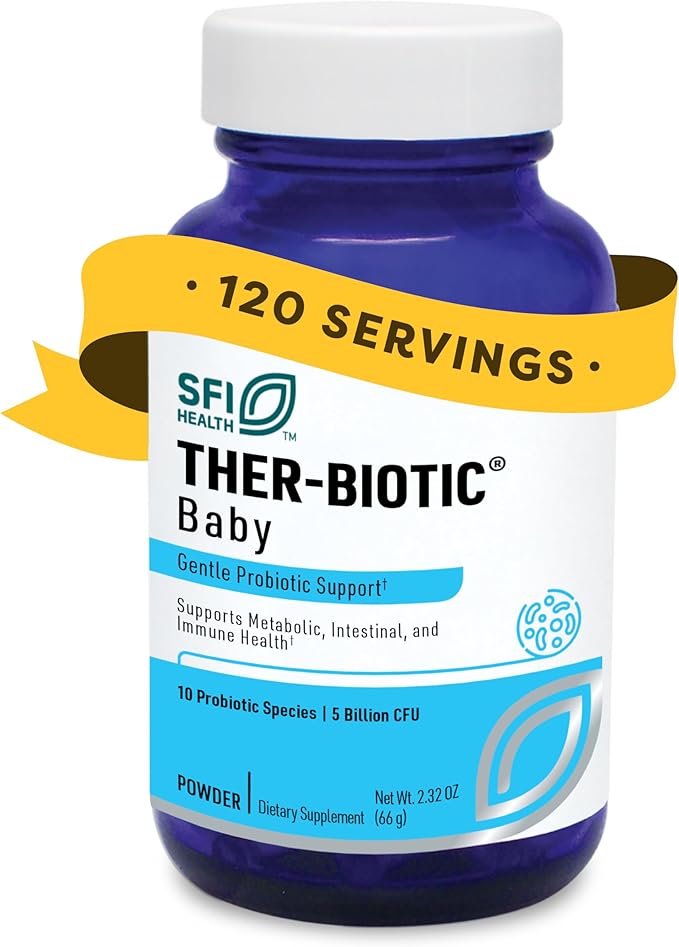 Klaire Labs SFI Health Ther-Biotic Baby - Toddler Probiotic for Kids, Infants & Babies - Microbiome & Bowel Support - Probiotic Powder, Add to Baby Formula, Breast Milk or Solid Food (120 Servings)