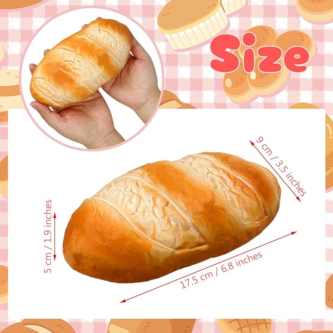 Simulation Bread Squishies Super Soft Slow Rising Toy for Kids Birthday Gift,Cute Scented Baguette Breads Squishys Squishi Stress Relief Squeeze Toys (Baguette Bread)